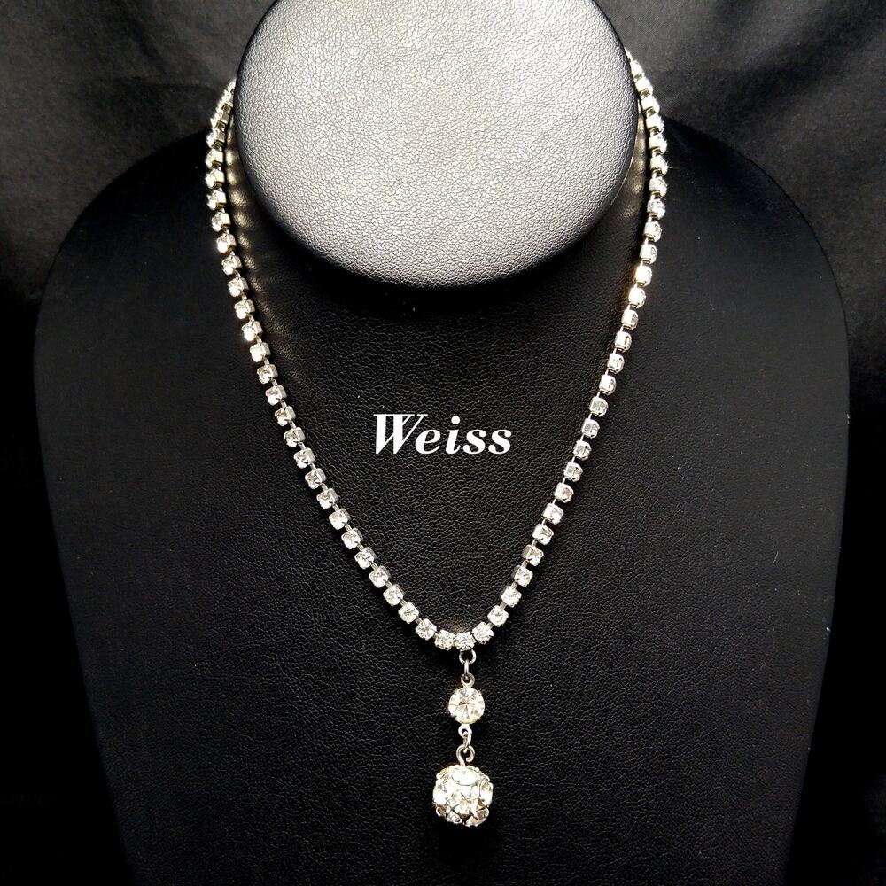 Weiss Clear Rhinestone Choker Necklace, Wedding Necklace, 1950s Vintage Jewelry